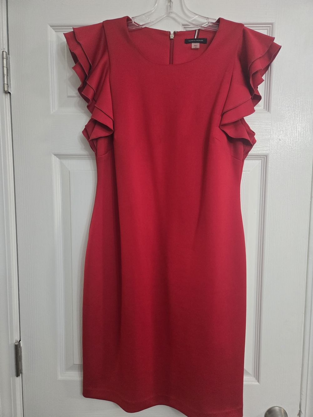 Tommy Hilfiger Red Ruffle-Sleeve Shift Dress
